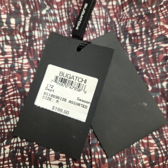 BUGATCHI Shaped Fit Abstract Button Down Shirt In Black Burgundy White Size M - Picture 11 of 16